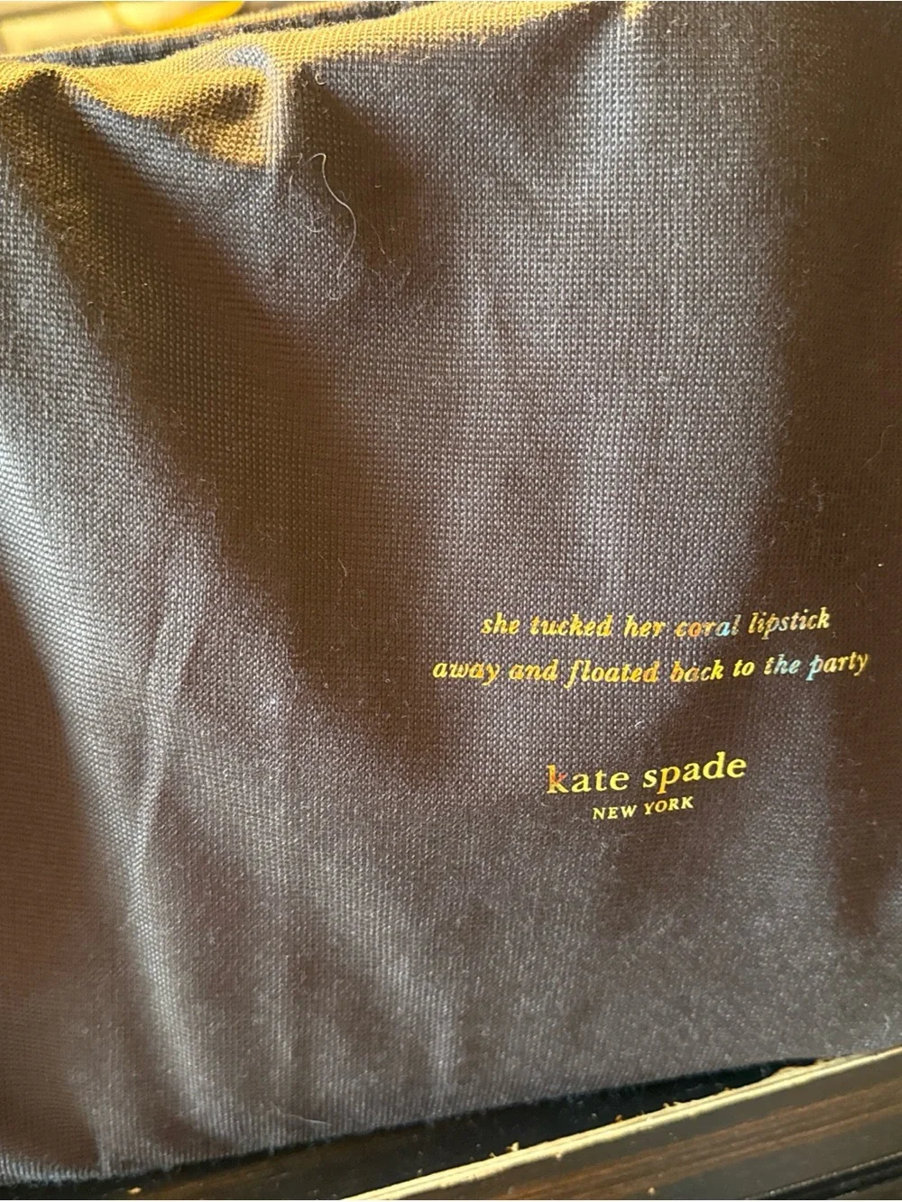 kate spade Gray Felt Tote with Black Patent Handles & Gold Buttons
